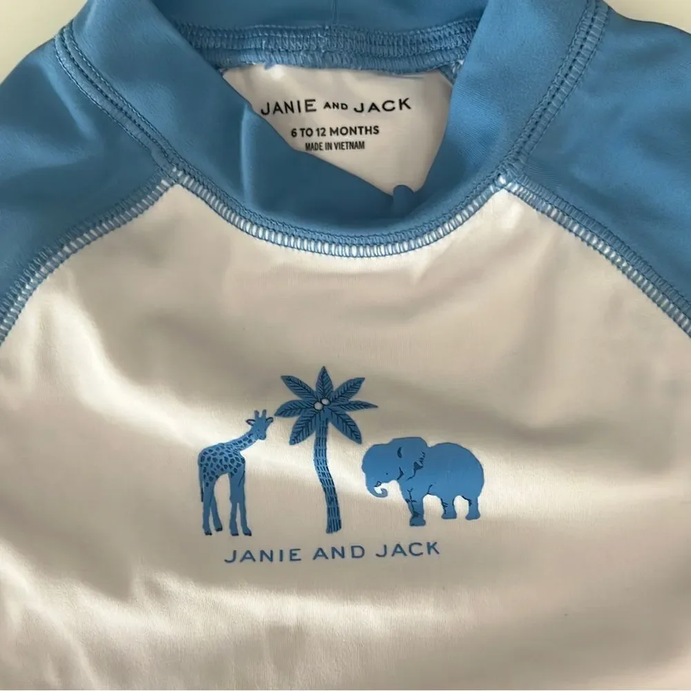 Janie and Jack Swim Shorts and Rashguard